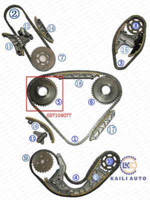 Steuerkette-Versammlung VW PHAETONS TOUAREG 3.0T CATA AUDIS 2.7L CANA CASA CEXA 059109229J 106L 057109218K
